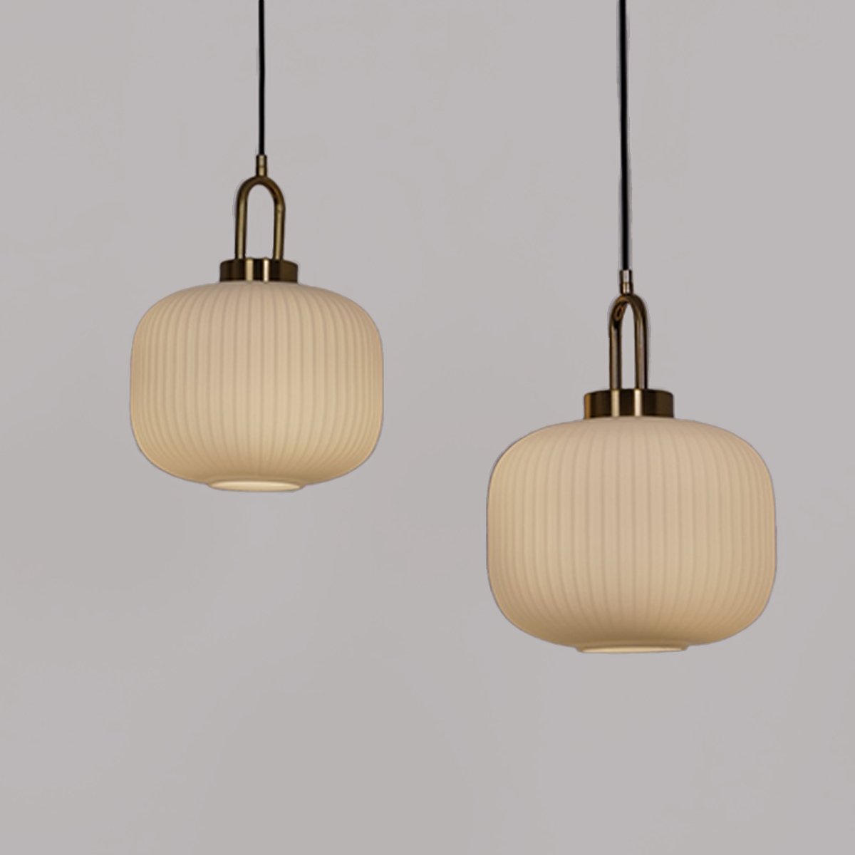 Italian Glass Ceiling Pendants • White • 2 Pack - Ceiling Light - Haus of Interiors